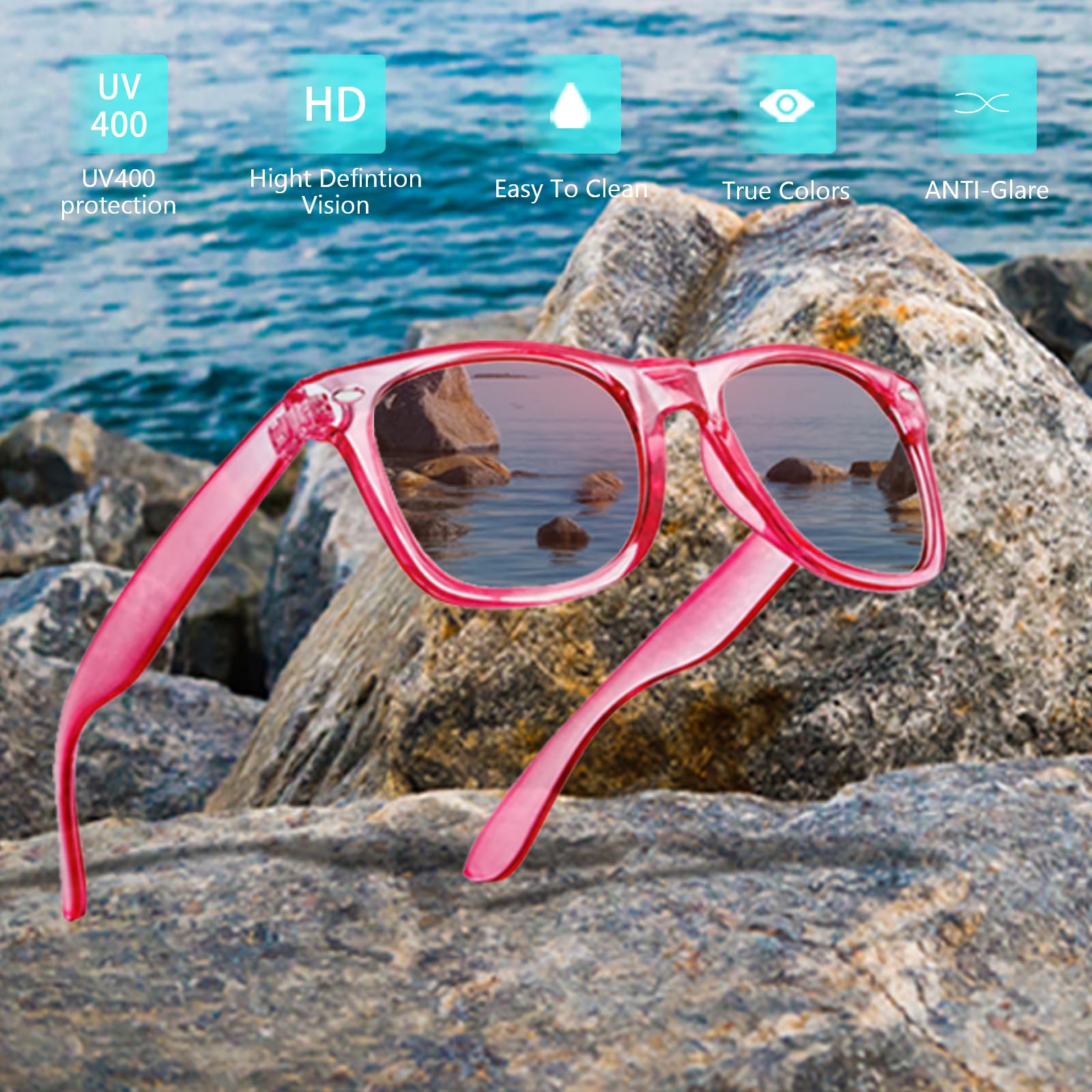 SUNOVELTIES 10 sztuk kolorowych okularów przeciwsłonecznych przezroczysta neonowa oprawka lustrzane soczewki luzem okulary imprezowe klasyczne okulary urodzinowe plaża basen unisex dorośli