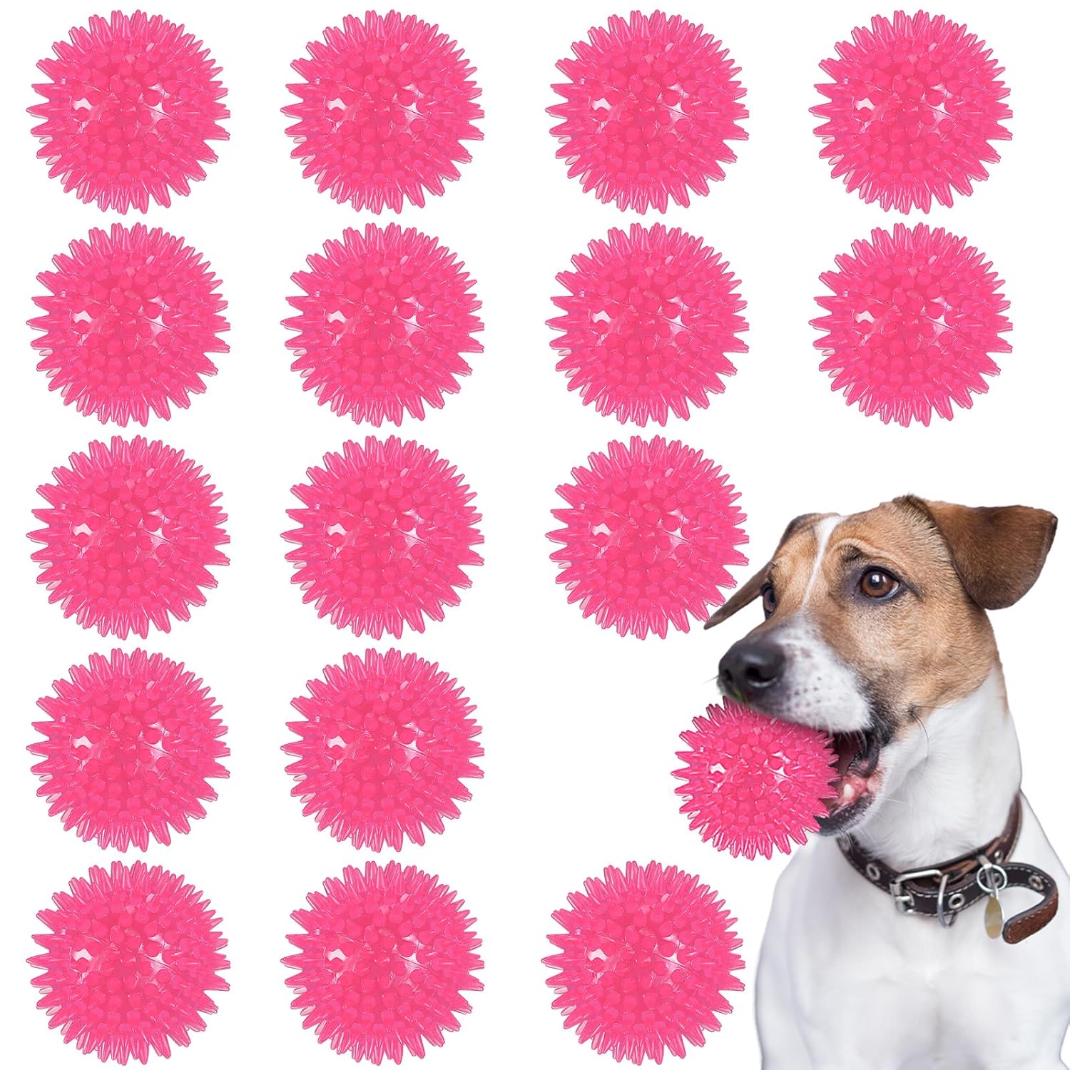Syhood 16 Pack Squeaky Dog Balls 2 5 Spiky Dog Ball Toys TPR Rubber Balls Squeaky Spike Chew