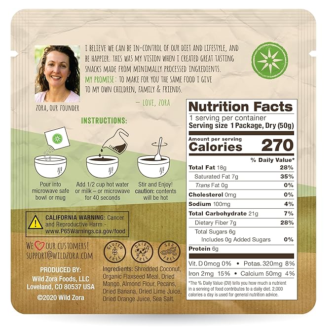 Wild Zora Cereal Caliente Instantáneo Sin Granos - Pack de 5 Sabores miniatura 3