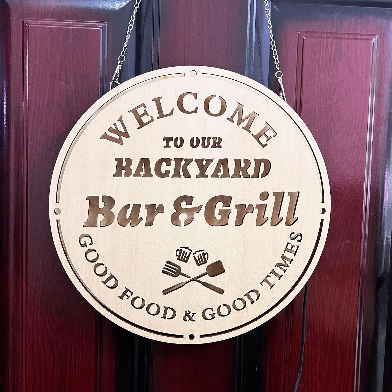 Welcome To Our Backyard Bar And Grill Signs, Neon Bar Sign, BBQ Sign, Bar and Grill, Backyard Decor, Sign, Man Cave Sign