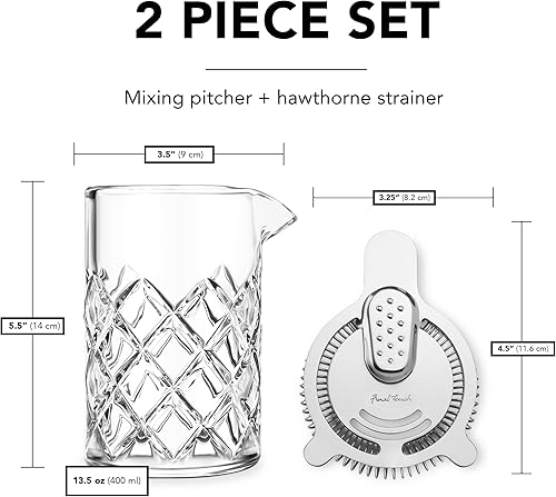 Miniatura 4 de Final Touch Yarai - Jarra mezcladora con colador Hawthorne - Eleva tu experiencia de cóctel con elegancia clásica y vertido de precisión