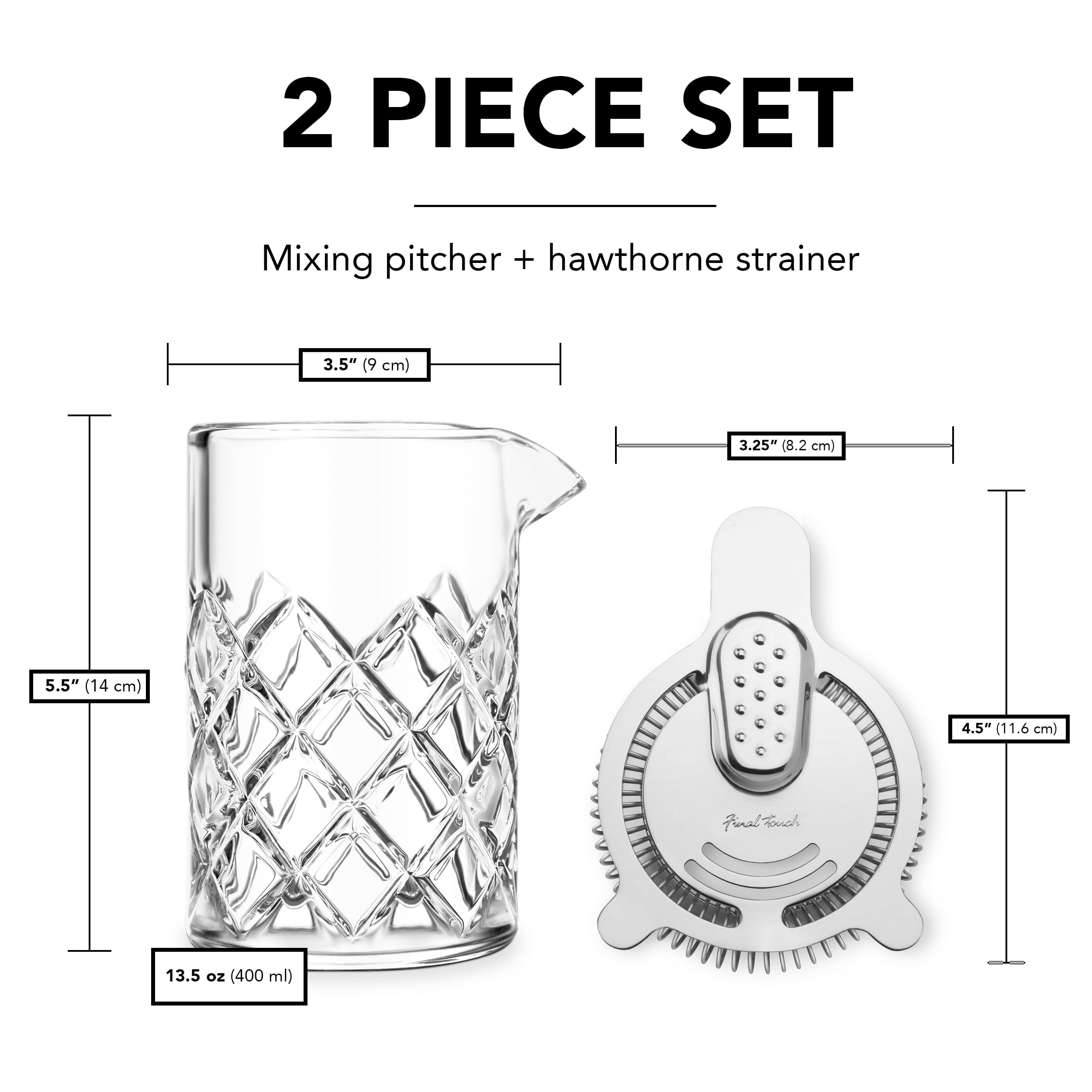 Final Touch Yarai Mixing Pitcher With Hawthorne Strainer - Elevate Your Cocktail Experience With Classic Elegance And Precision Pouring, Durable Glass - View #11