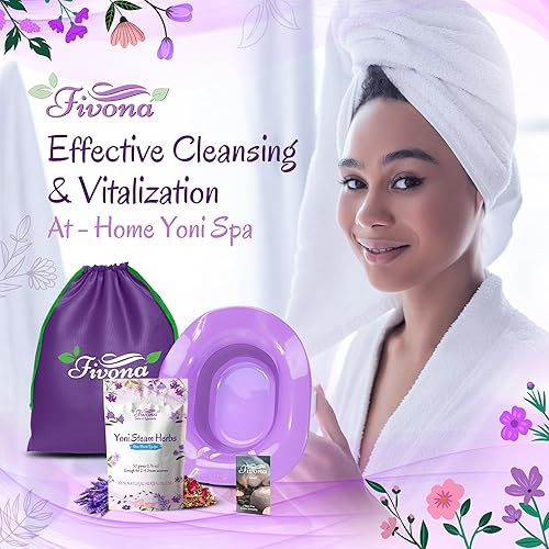 Miniatura 7 de Fivona Yoni - Kit de vapor 3 en 1 paquete de asiento de vapor expandible para bolsa de almacenamiento de inodoro y mezcla de hierbas de luna azul