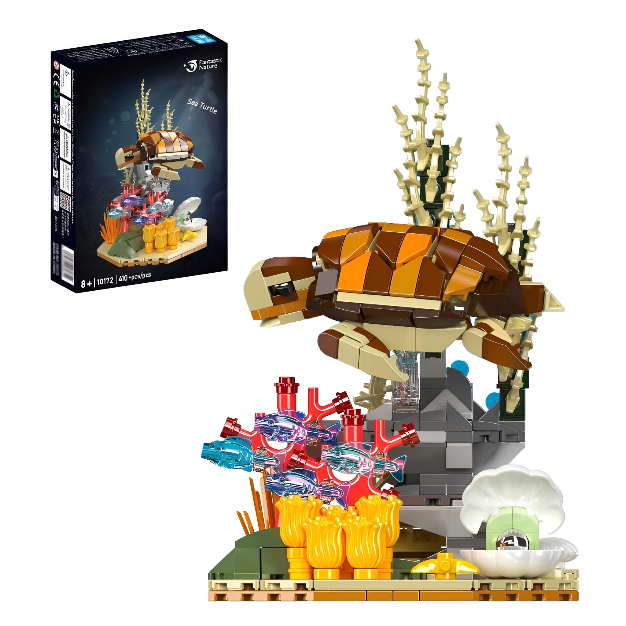 MirthMakers Sea Turtle Building Block Set, 410PCS Ocean Animal Bricks Kit, Deep Sea Life, Fantastic Nature Scene Model