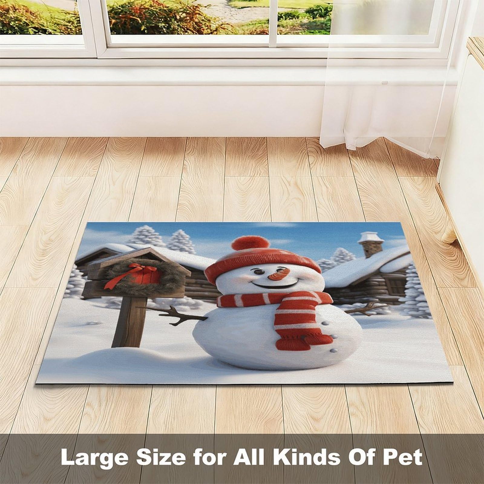 Sign Snowman Tapis de nourriture pour chat – Tapis d'alimentation antidérapant pour chien, facile à nettoyer pour la nourriture et l'eau, tapis de gamelle pour chien et chat 43,2 x 76,2 cm