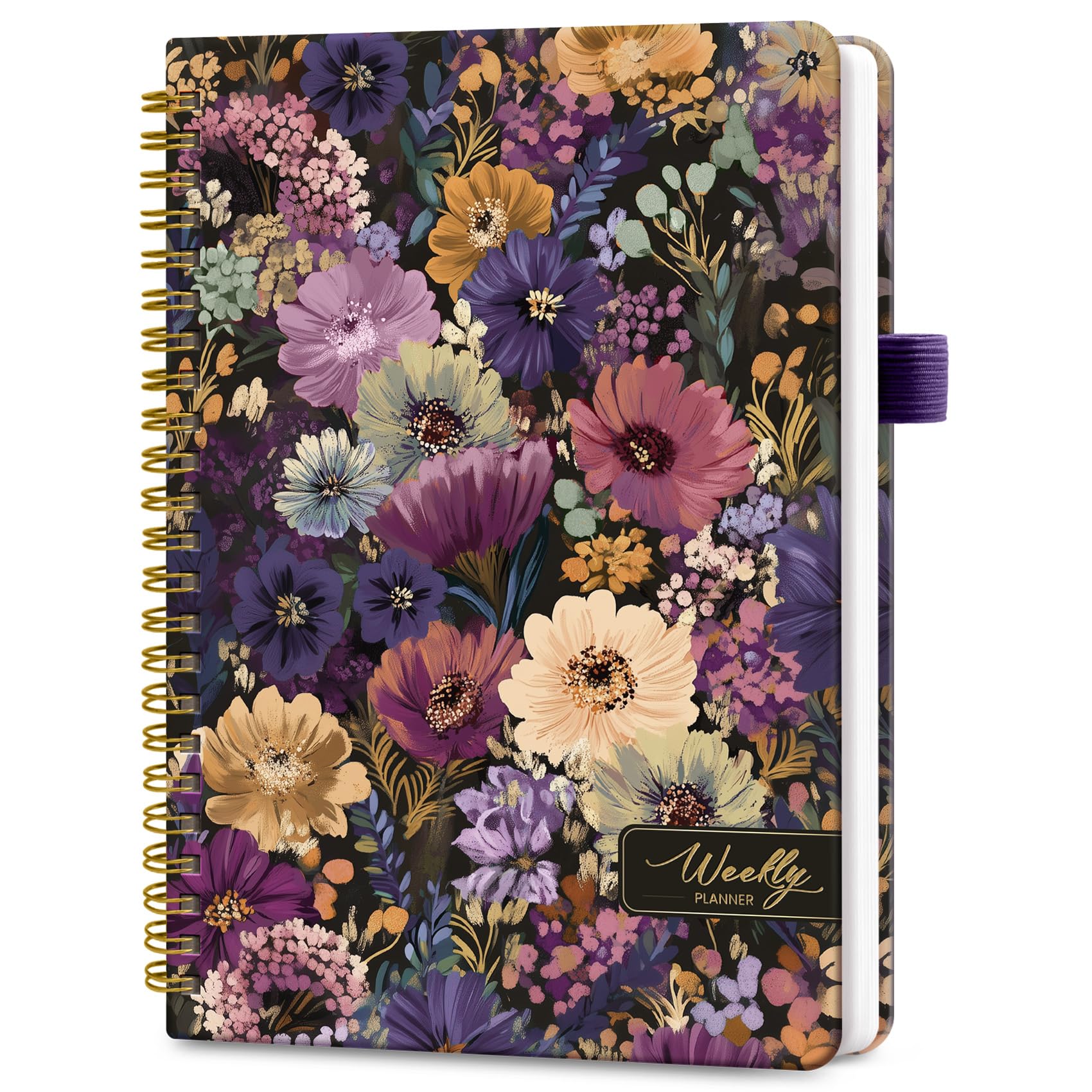 Undated Weekly Planner โ Weekly To Do List Organizer with Goal & Habit Tracker, A5 Weekly Planner Notebook for Work, Spiral Bound, 6.1'' x 8.2'' - Midnight Bloom