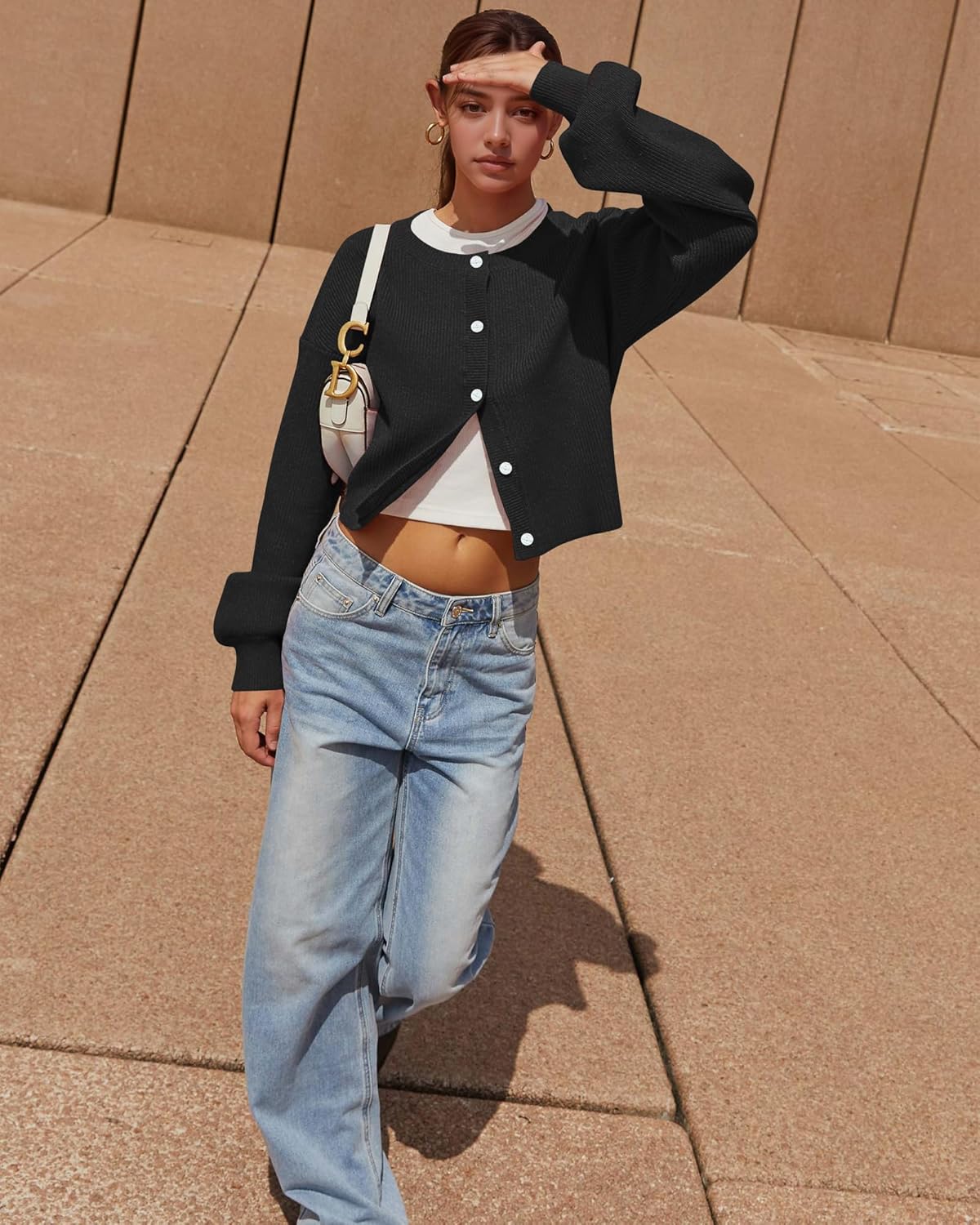 Zyyfly Women's Cropped Cardigan Sweaters Chunky Knit Fall Long Sleeve Button Down Sweater Jackets - Image 4