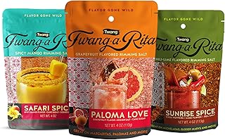 Twang-A-Rita Cocktail Rimming Salt Blend, Savory Variety, 4 Ounce Pouch (Set of 3) 1 Each: Chile Lime, Grapefruit, Mango