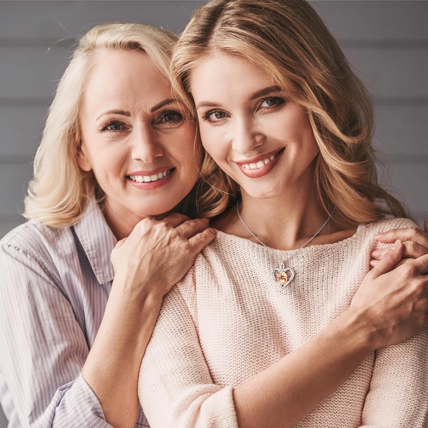 IEFLIFE Mothers Day Gifts for Mom Daughter - Happy Mothers Day Necklace Gifts for Women Her, Mom and Daughter Necklace Gift, 14K White Gold Plated Heart Necklaces Jewelry for Girls Women