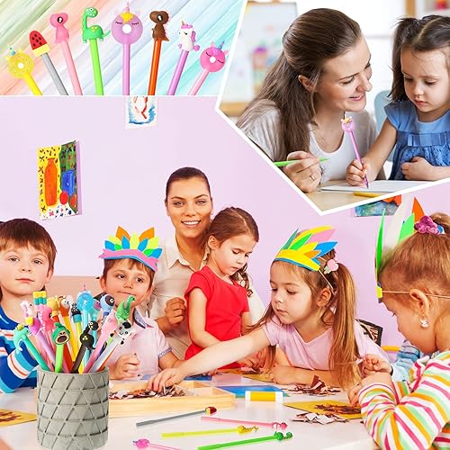 Miniatura 2 de Zhehao 500 bolígrafos novedosos a granel para niños, lindos bolígrafos divertidos de dibujos animados de 0.020 in, tinta de gel negra, estilos de
