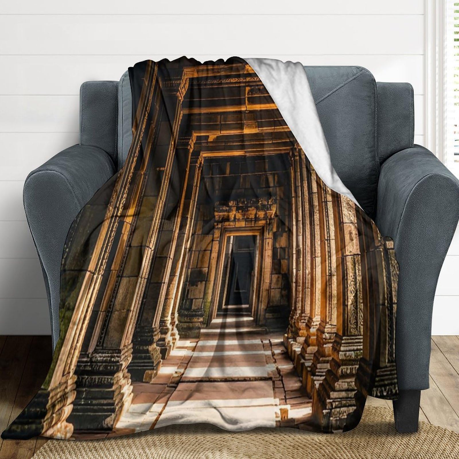 Plaid de camping et voyage en flanelle légère couverture douce pour chaise