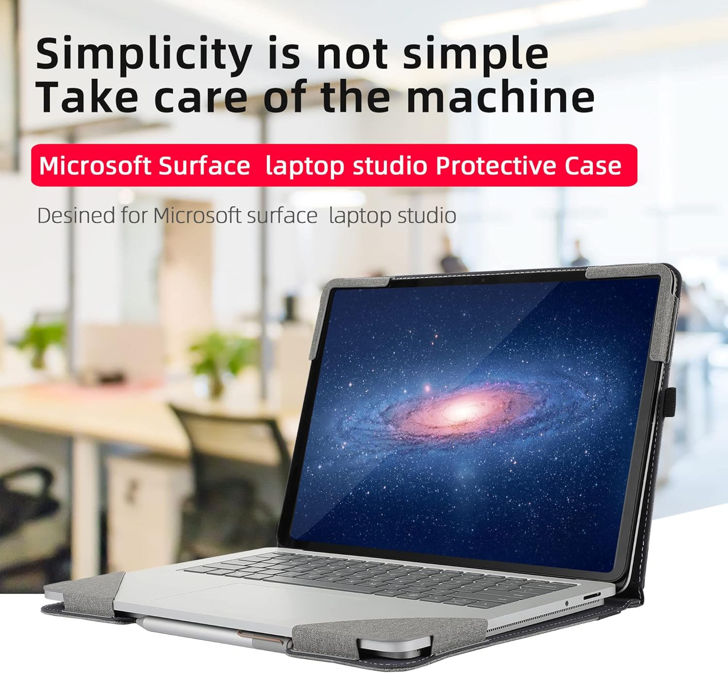 Microsoft Surface Laptop Studio 2-in-1 PU Leather Protective Shell - 14.4-inch Screen, Cotton Linen Pattern, Light Gray