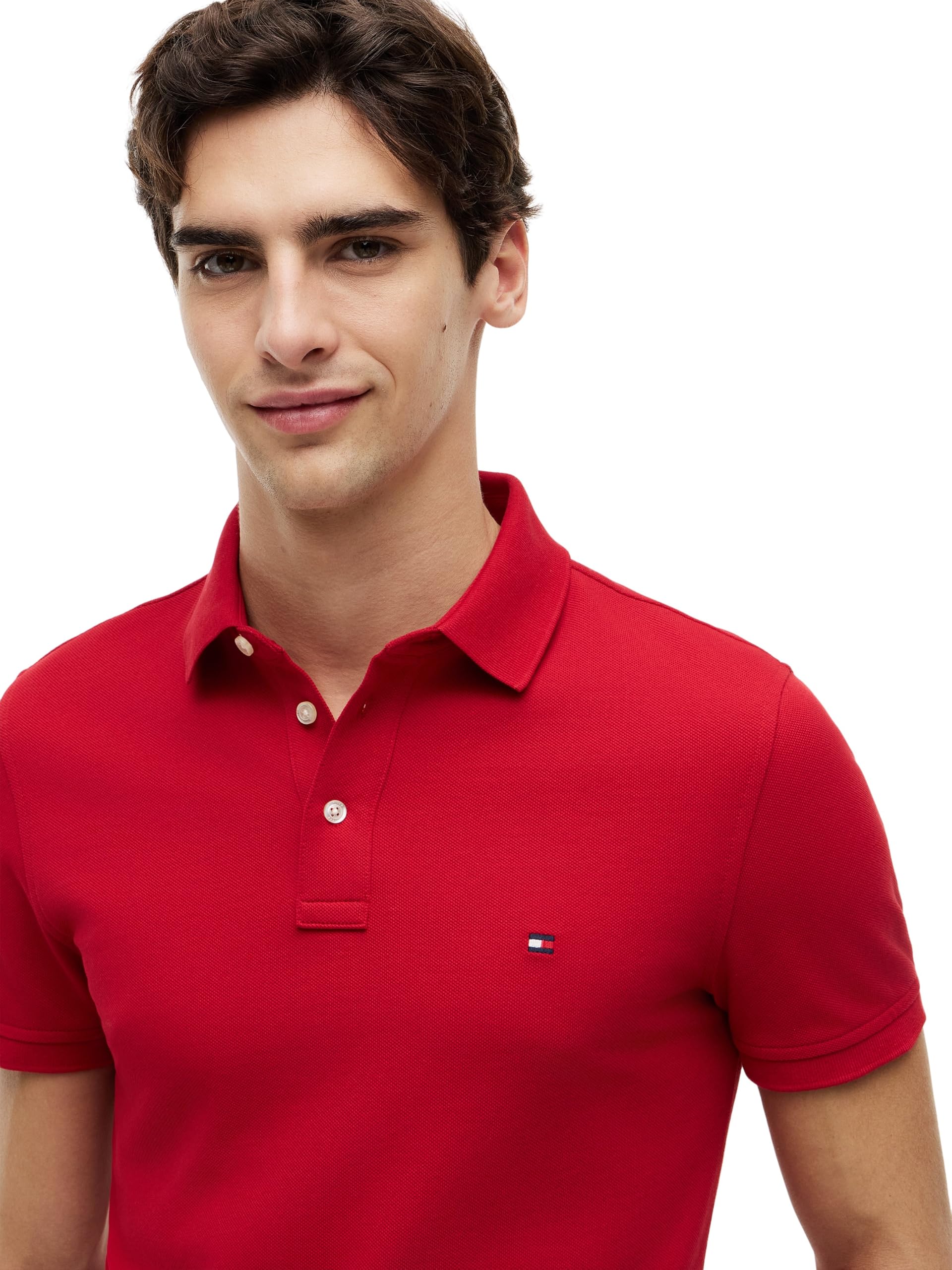 Tommy Hilfiger Męskie polo 1985 Slim MW0MW17771 S/S Polo, czerwone (średnio czerwone), XL, Czerwony (średni czerwony), XL