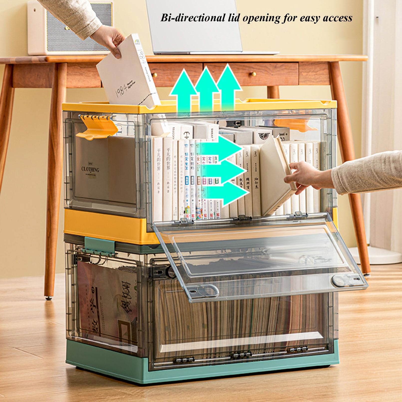Bewinner Contenitori Pieghevoli Impilabili Con Ruote E Coperchi: Grande Organizer Per Dormitorio, 1 Strato, Antipolvere, Con Porte Magnetiche