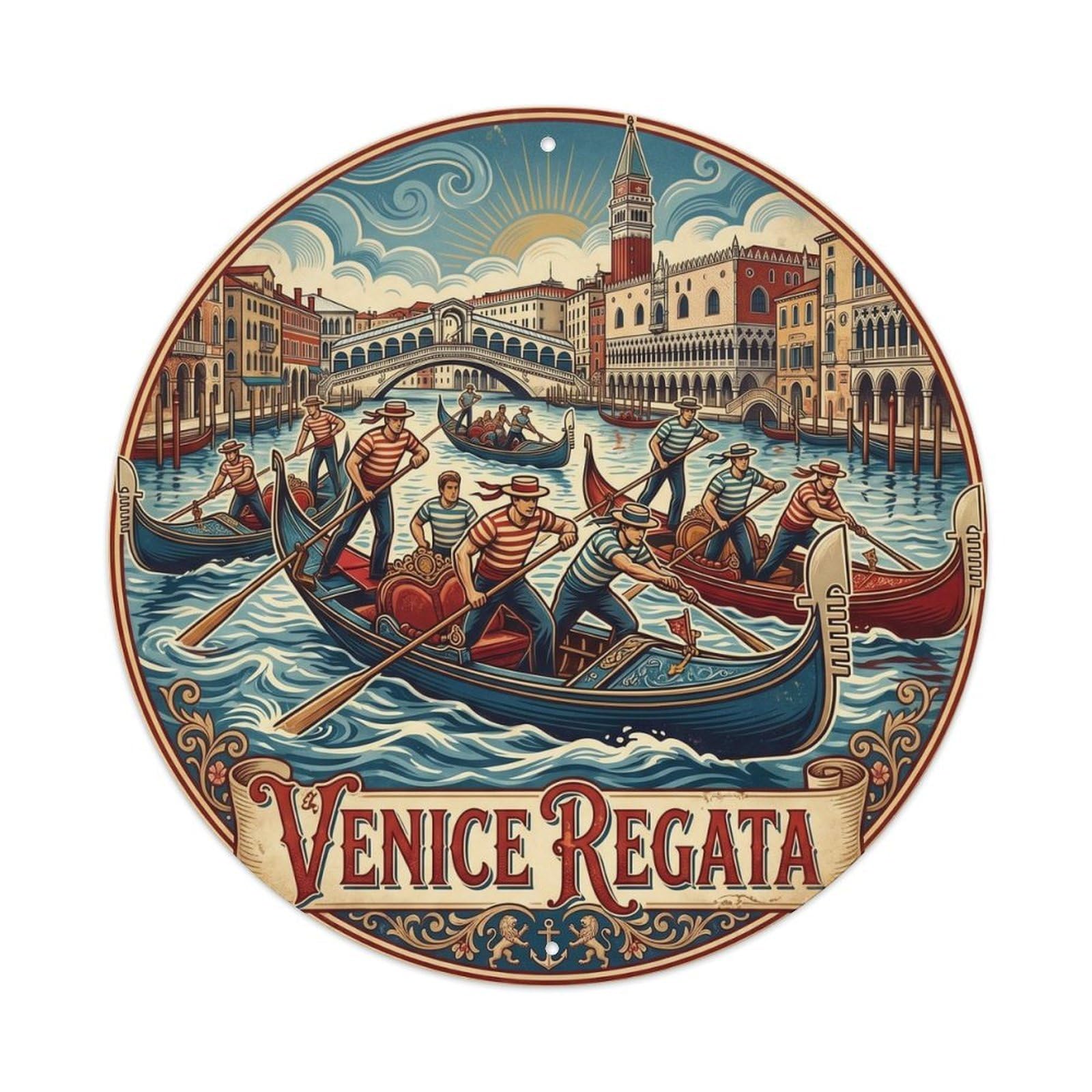 Venice Italy Coastal Travel Gondola Vintage Metal Tin Sign