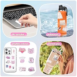 Eoaod 200 PCS Book Stickers for Kindle, Bookish Sticker Pack for Laptop, Journal, Ebook Readers, Cute Vinyl Decals for Book Lovers, Booktok, Water Bottles, Waterproof & Durable, Romance