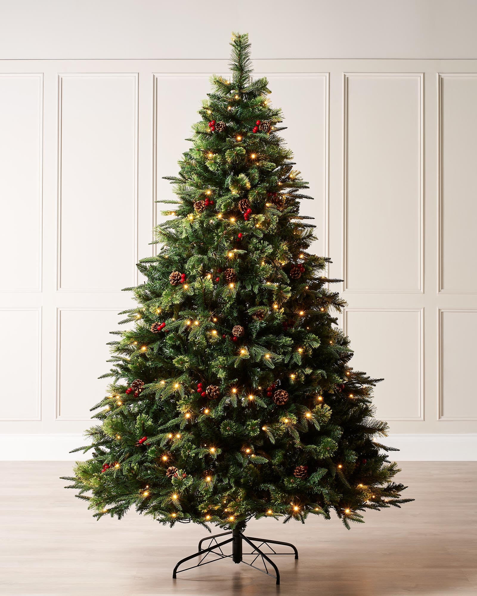 WeRChristmas Pre Lit Victorian Christmas Tree With Berries Pinecones And Warm White Leds 8Ft from B&Q