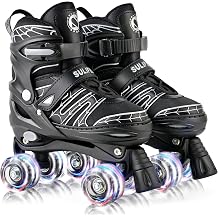SULIFEEL Adjustable Kids Roller Skates for Boys Ages 3-5 5-8 6-12 with 4 Sizes Adjustable Light up Wheels, Best Children Gift for Beginners Indoor Outdoor Sports