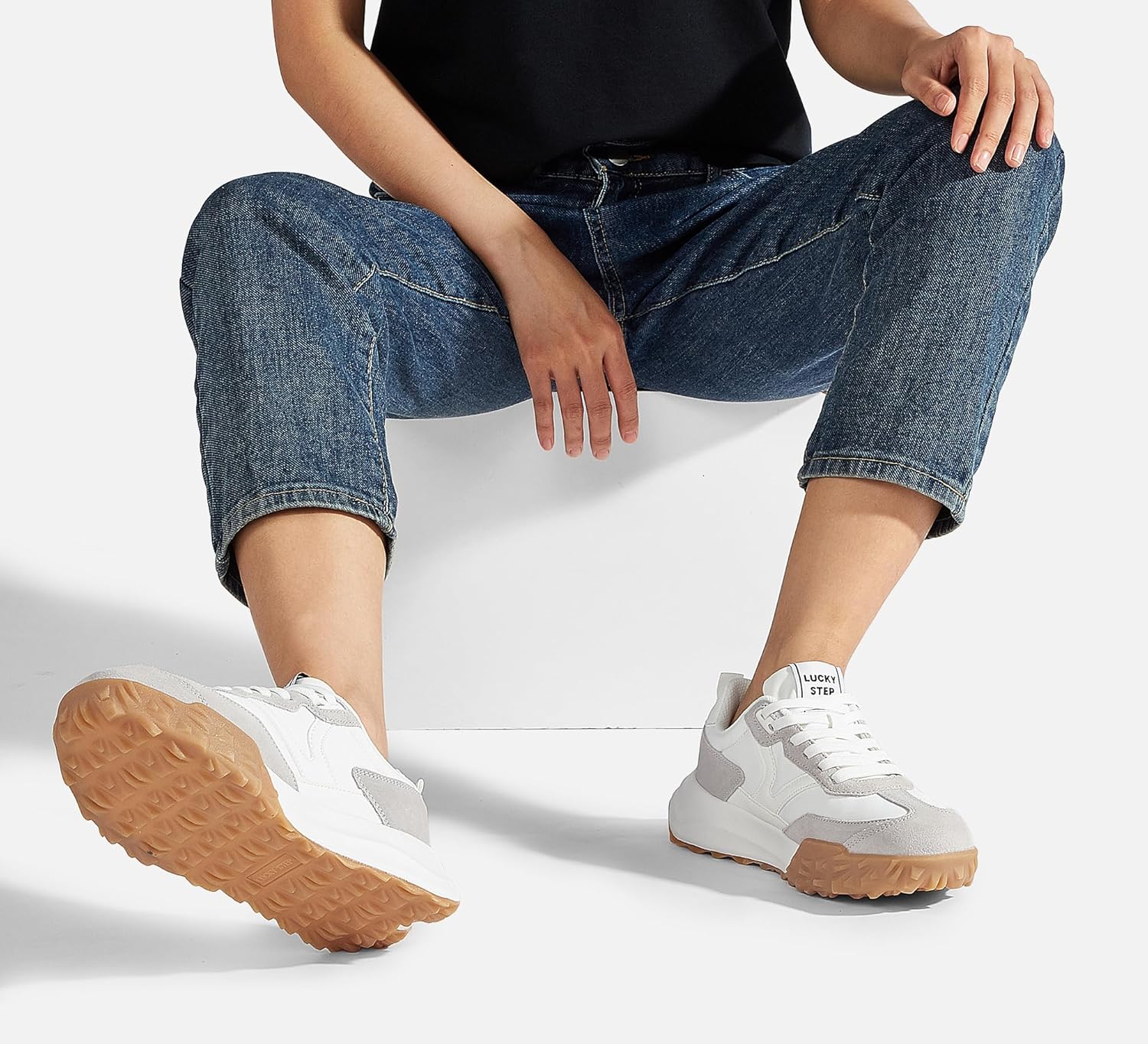 LUCKY STEP Women's Platform Tennis Walking Shoe Retro Chunky Casual Breathable Durable Deluxe Fashion Skate Sneaker - Image 8