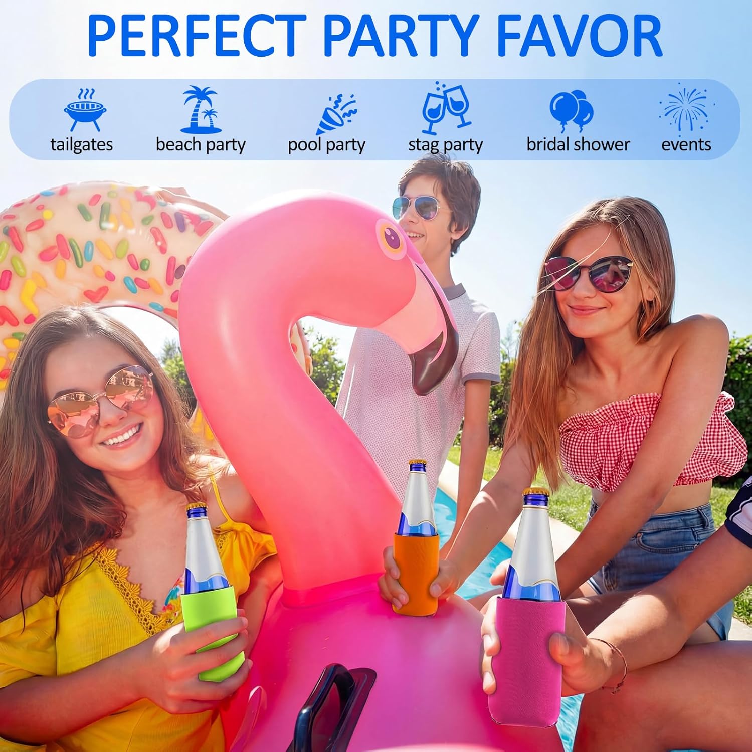 Umigy 500 Pcs Can Coolers Sleeves Bulk, Insulated Neoprene Beer Cooler Drink Sleeves Blank Sublimation Cover Universal Fit 12 Oz Cans DIY for Events Parties BBQ Gifts(Colorful)