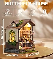 Vista 4 de Roroom Casa de muñecas en miniatura con muebles, kit de casa de muñecas para adultos y adolescentes, Booknook Tiny House Librería Decoración Mini