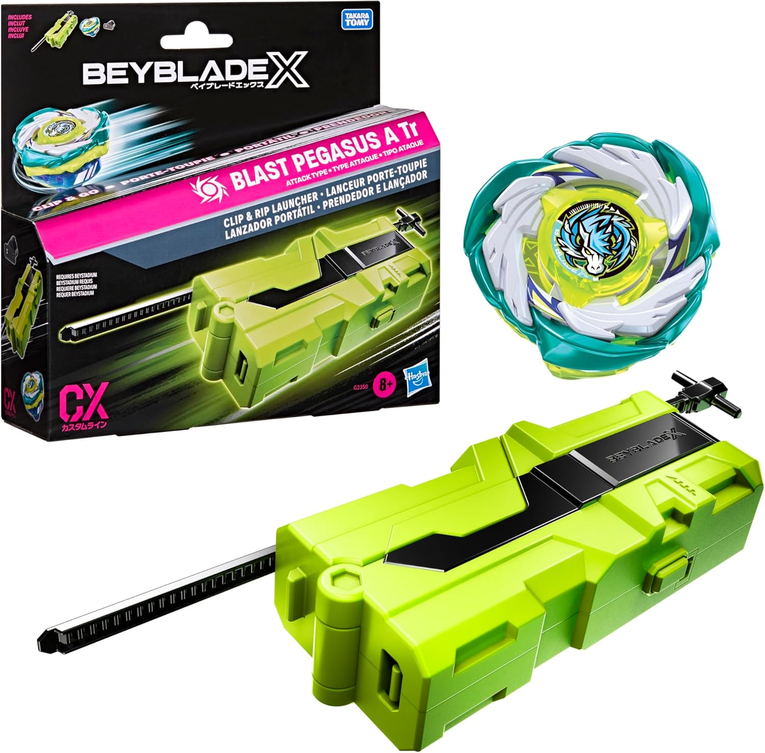 Beyblade X Blast Pegasus A Tr Clip & Rip Launcher with Takara Tomy Attack Type Top Right-Spinning Top, Battling Tops Game Toys, Ages 8+