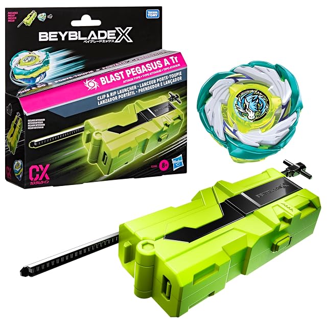 Beyblade X, Lanzador portátil con Top Takara Tomy Tipo Ataque de rotación Derecha, Juego de Tops de Batalla, A Partir de 8 años