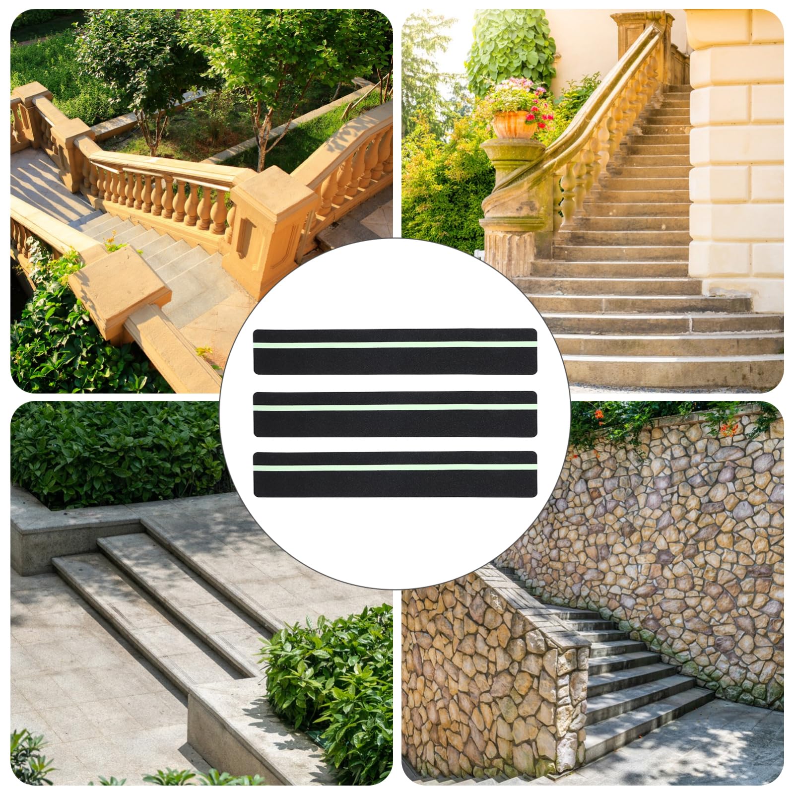 Holibanna 12 Piezas Tread Antideslizante de Madera para Escaleras Interiores y Exteriores Tiras Nocturnas para Mayor Visibilidad para de Madera y Decks Protección Antideslizante para