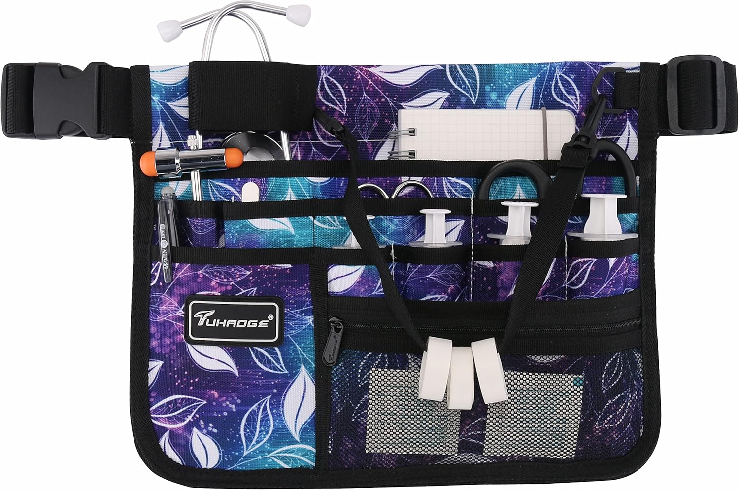 Nurse Fanny Pack with Tape Holder, Nurse Pocket Organizer for Medical Professionals，13 Pockets Nurse Waist Bag（B-HLL）