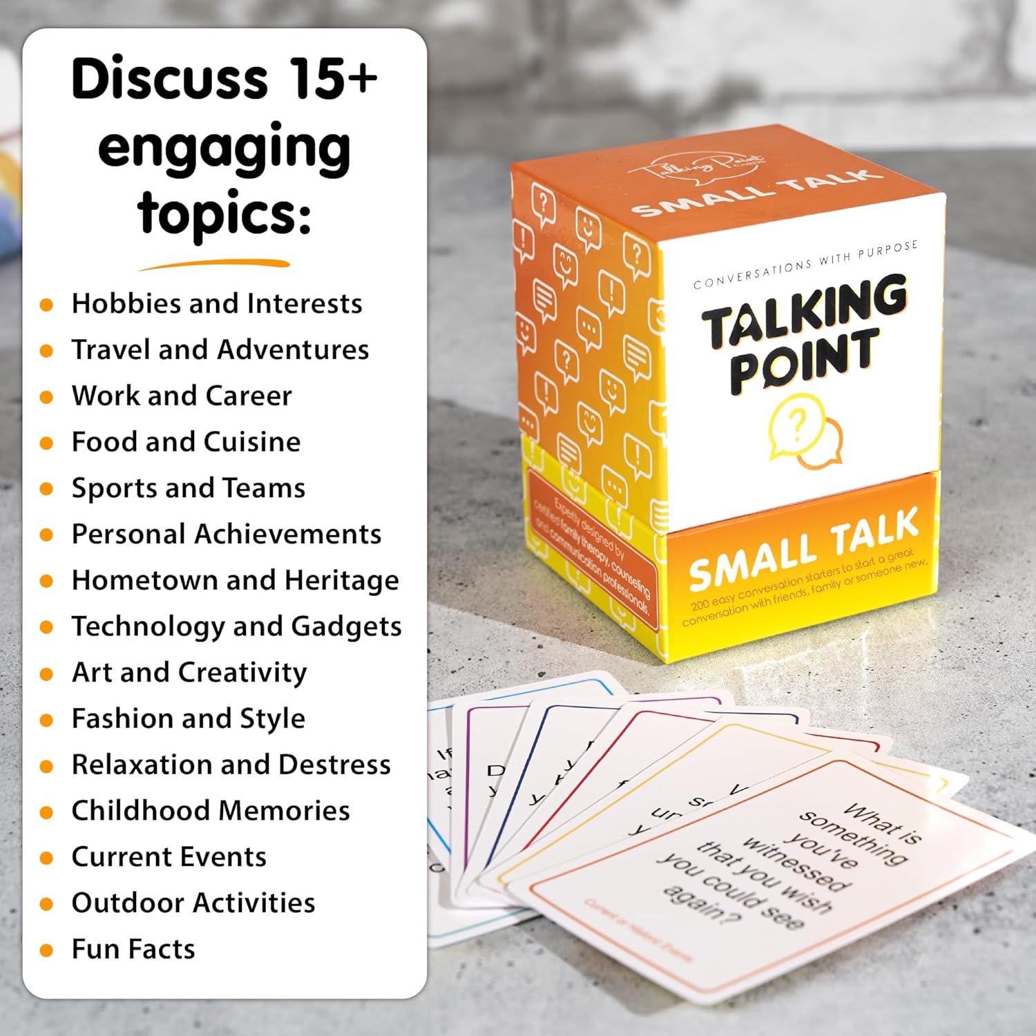 200 Icebreaker Conversation Cards - Improve Your Small Talk & Make Deep Connections - Perfect for Parties, Gatherings & More - Always Have Something to Say - Discuss Fun Questions & Interesting Topics