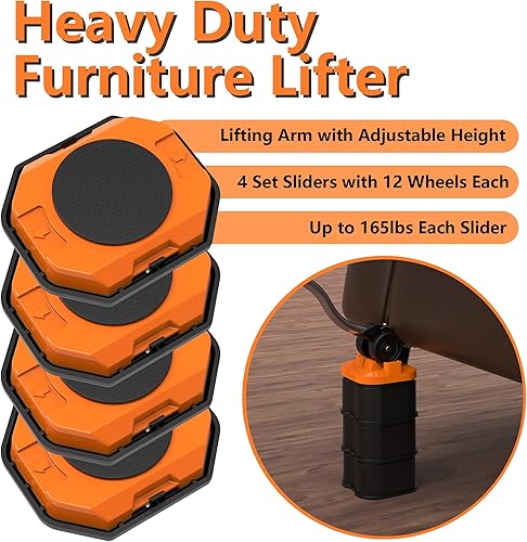 Miniatura 2 de Herramienta de elevación de muebles, juego de elevador y mudanzas de muebles de alta resistencia con deslizadores, mueve fácilmente artículos