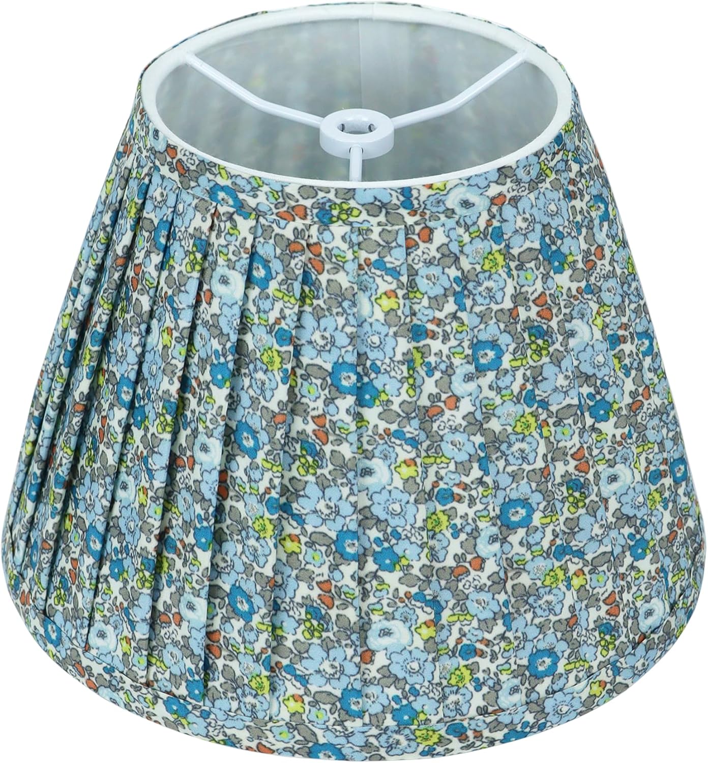 Floral Pleated Small Lampshade for Table & Bedside Lamps – 1 Pack, 5 x 9 x 6.2 inch, Spider Fitter, No Assembly Required, Blue Empire Lampshade for Cottage, Shabby Chic & French Country Decor