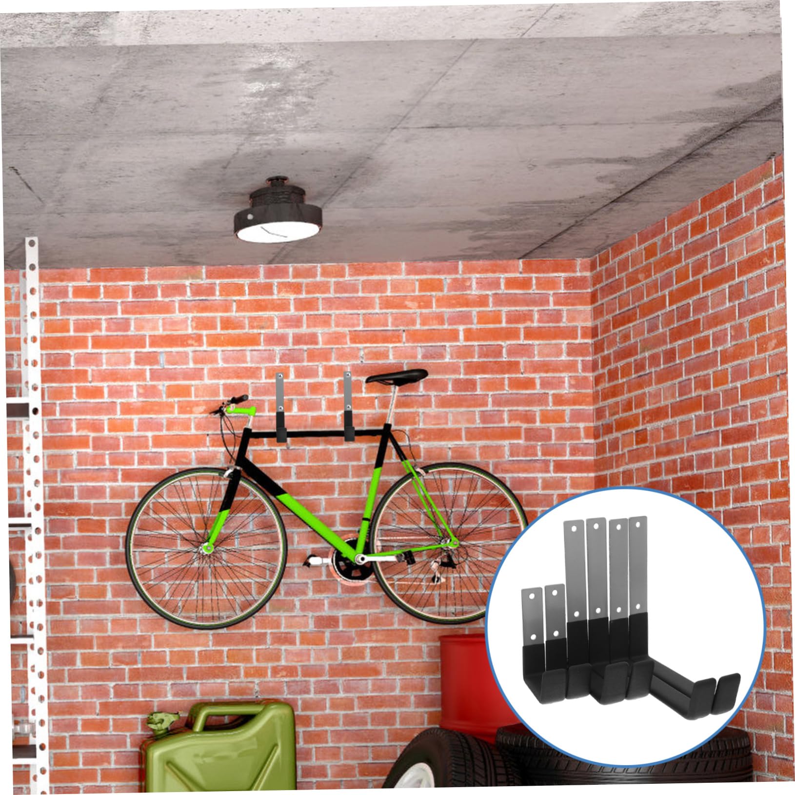 SEWACC Ganchos de Pared Resistentes de Metal, 6 Piezas, para Garaje | Acero, Recubrimiento Antideslizante, Aptos para Herramientas y Bicicletas, Uso en Paredes y Balcones