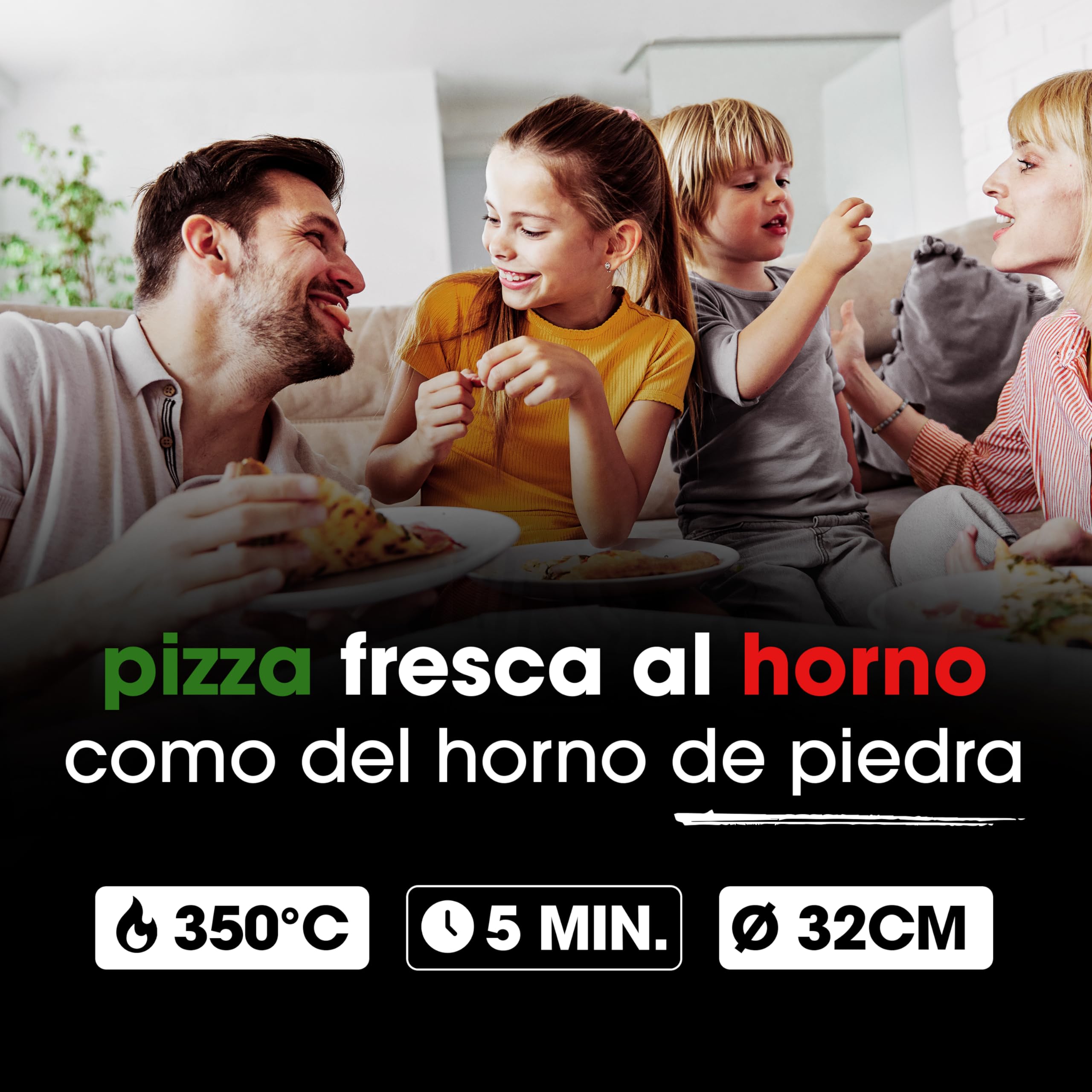 Horno de pizza Clatronic® | Pizzarette 350°C para pizza al horno de piedra en casa | también para pizzas congeladas | pizza en menos de 5 minutos | incl. piedra de pizza Ø32cm y accesorios | PM 3787