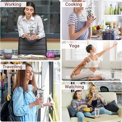 Miniatura 7 de BEEYOND Vaso de café de viaje de 20 onzas con tapa deslizante y pajilla, taza de café de acero inoxidable a prueba de derrames, acero inoxidable