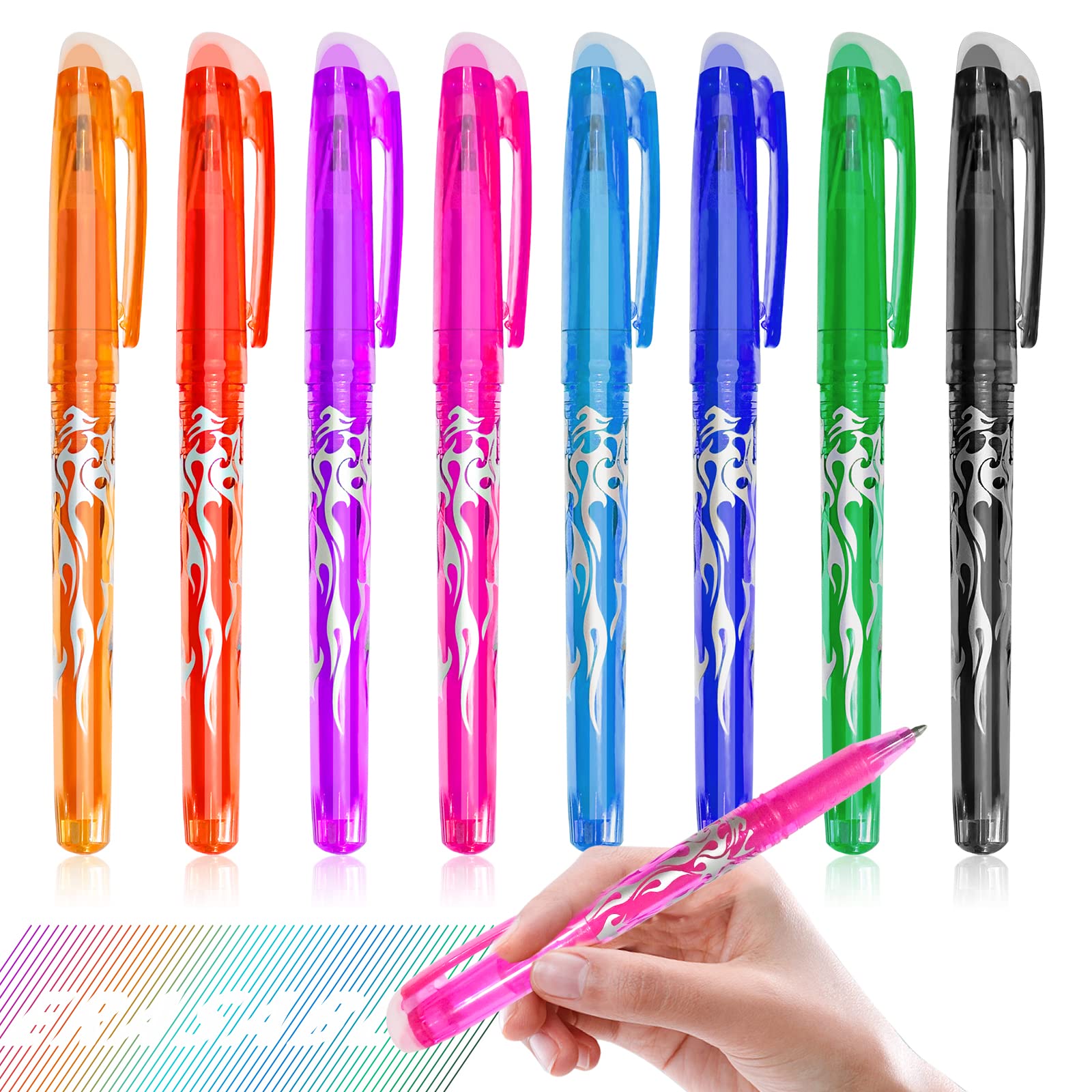 3 Stylos Gel Effaçables Thermosensibles Motif Noël - Encre Disparaît à +60°C, Pointe 0,5 Mm, Pour Enfants/bureau