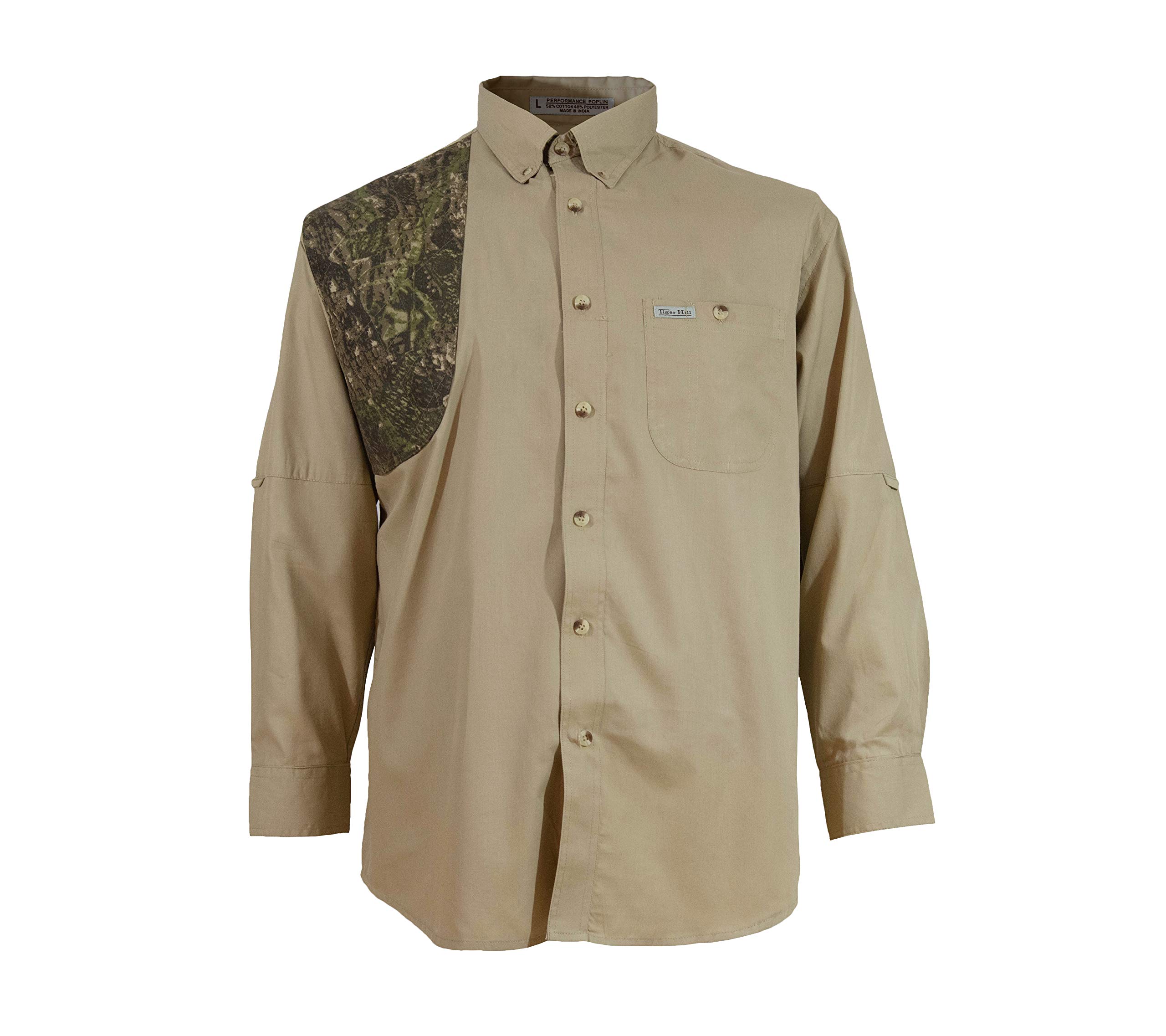 Tiger Hill Hunting Khaki Camo Shooter Shirt Long Sleeves (X-Large, Right)