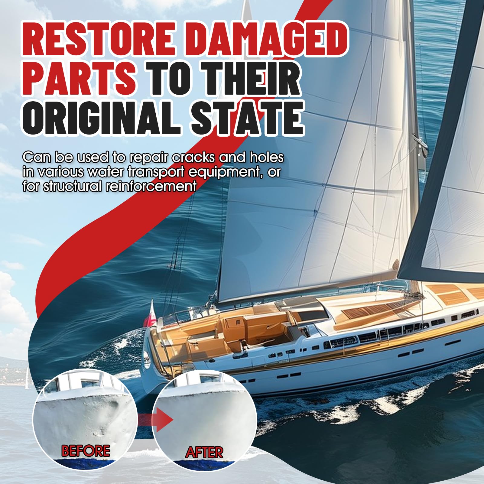 Kit Riparazione Vetroresina Bianco, Kit Vetroresina, Gelcoat Bianco Nautica, Adatto per Barche, Moto d'Acqua, Yacht, Tavole da Surf, Kayak, Impermeabile e Resistente all'Usura, 50 ml×2