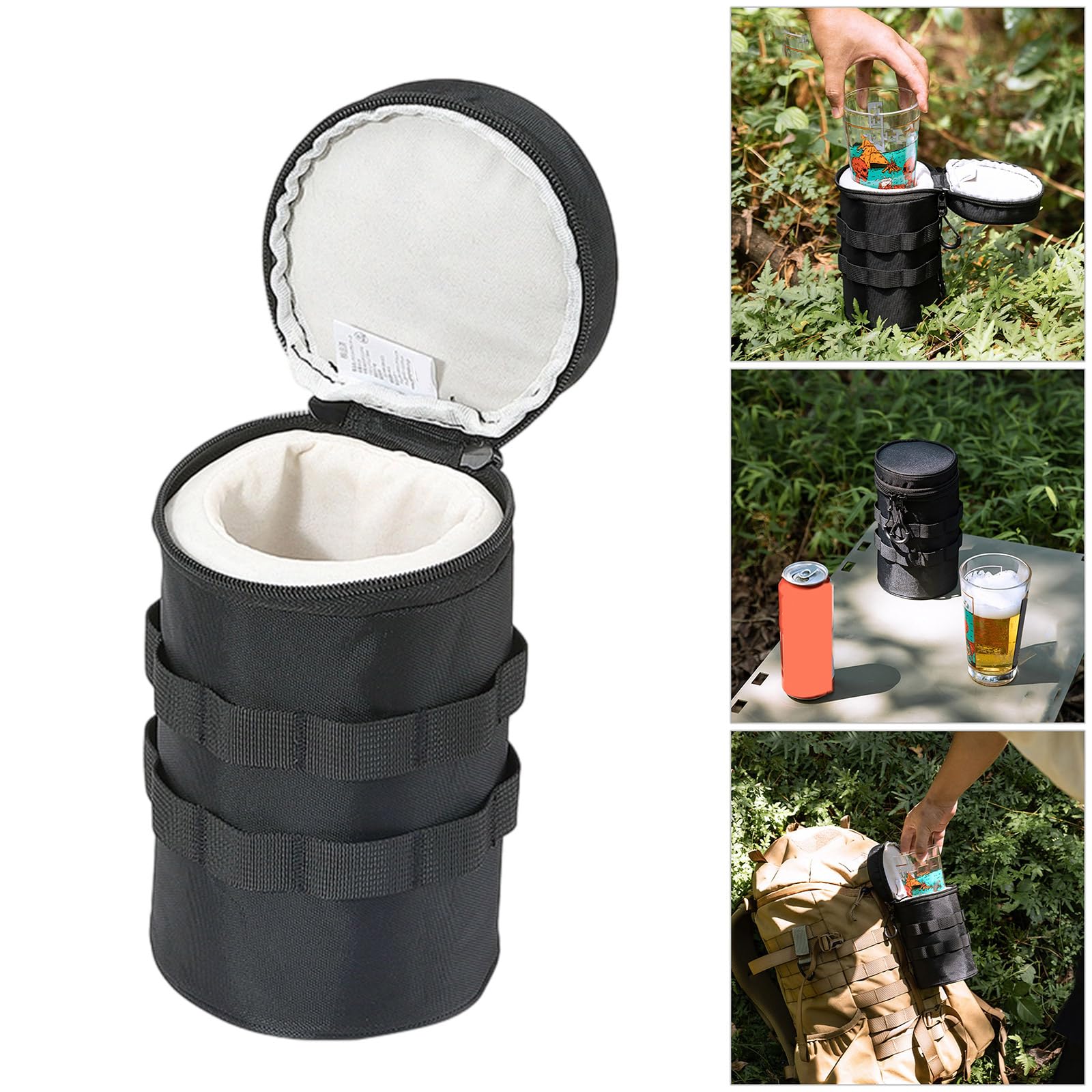 Strapazierfähige, dreilagige Bierglas-Tasche, wasserabweisende Konstruktion für Wanderrucksäcke, Tassenaufsätze, Tassen-Aufbewahrungstasche