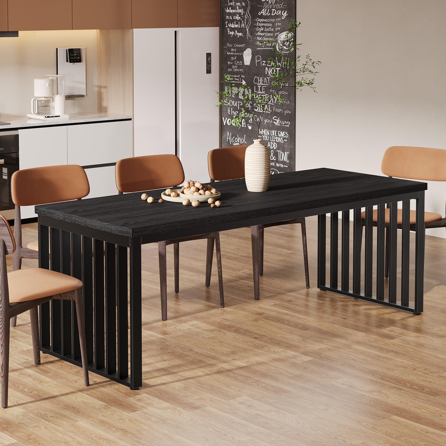 Tribesigns mesa y comedor industrial para 6-8 personas, rectangular de 180 cm, con marco de metal resistente