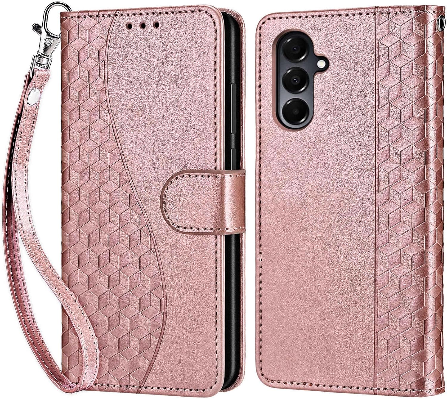 for Samsung Galaxy A16 5G Wallet case, Flip Folio Cover with Stand Feature for Women Men, PU Leather Phone Case Fit for Samsung Galaxy A16 5G [Rose Gold] - Image 4