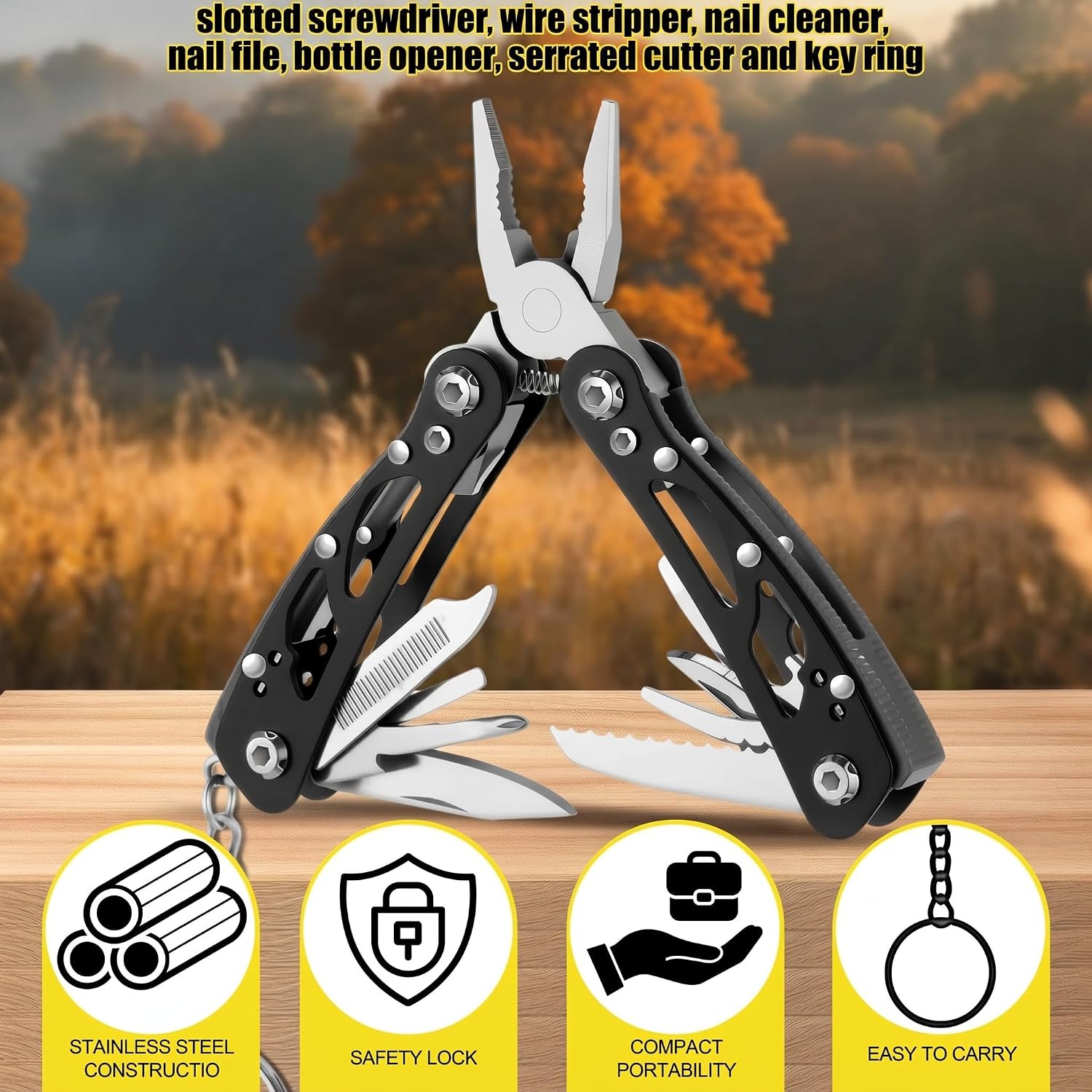 Lasnten 24 Pcs Multitool Pliers, Stainless Steel Foldable Mini Tool,Black image 5