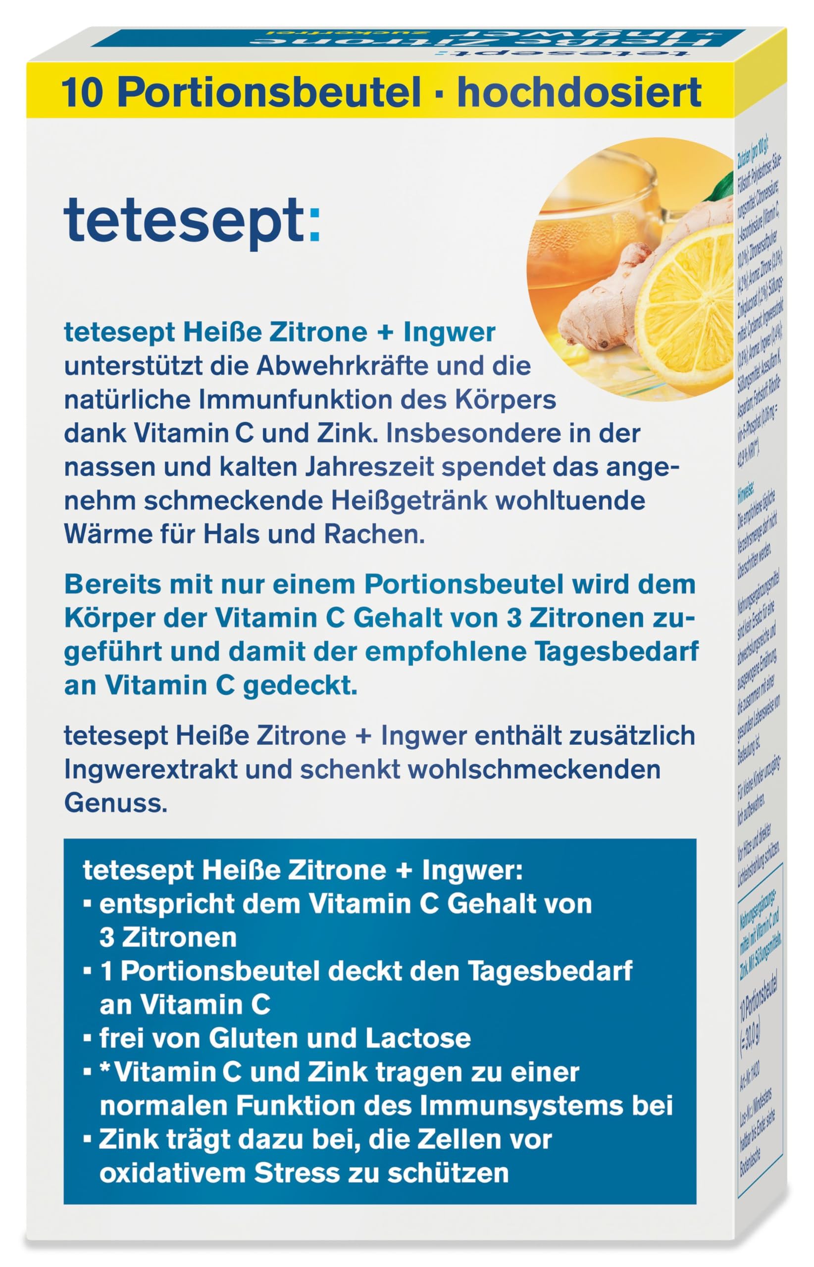 tetesept Immun Aktiv Shot Ingwer Kurkuma + Heiße Zitrone [21 Trinkfläschchen und 10 Beutel Heiße Zitrone] Hochdosiert mit Vitamin C D Zink B12 Zur Unterstützung des Immunsystems