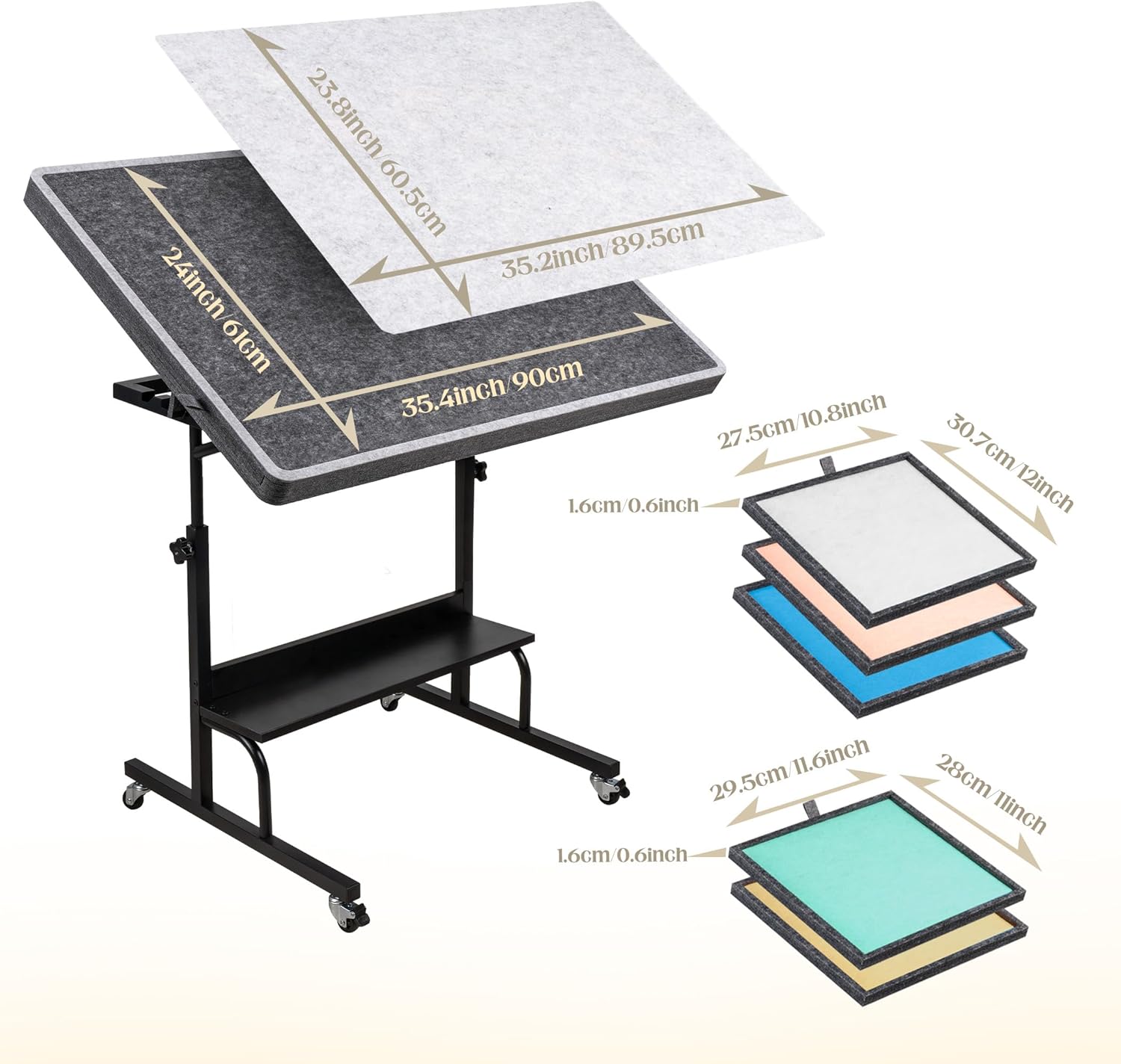 Tektalk 1500 Piece Felt Jigsaw Puzzle Table with Height & Angle Adjustment, Puzzle Board with Felt Cover & 5 Sorting Trays/Drawers, Easel with Legs, Enclosed with 4 Roller Wheels - Gray