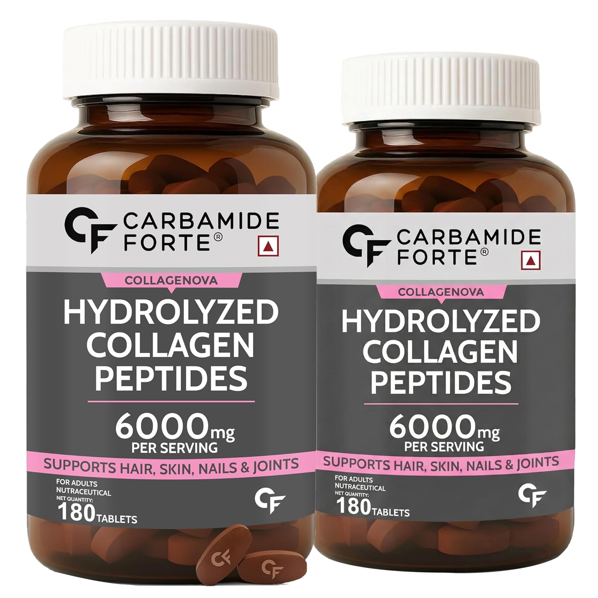 Carbamide Forte Hydrolyzed Marine Collagen Peptides Tablets | 6000mg Type 1 & 3 Collagen Powder for Joint Support,Glowing Skin & Hair | Collagen Supplements for Women & Men - 180 Tablets (Pack of 2)-picture-24