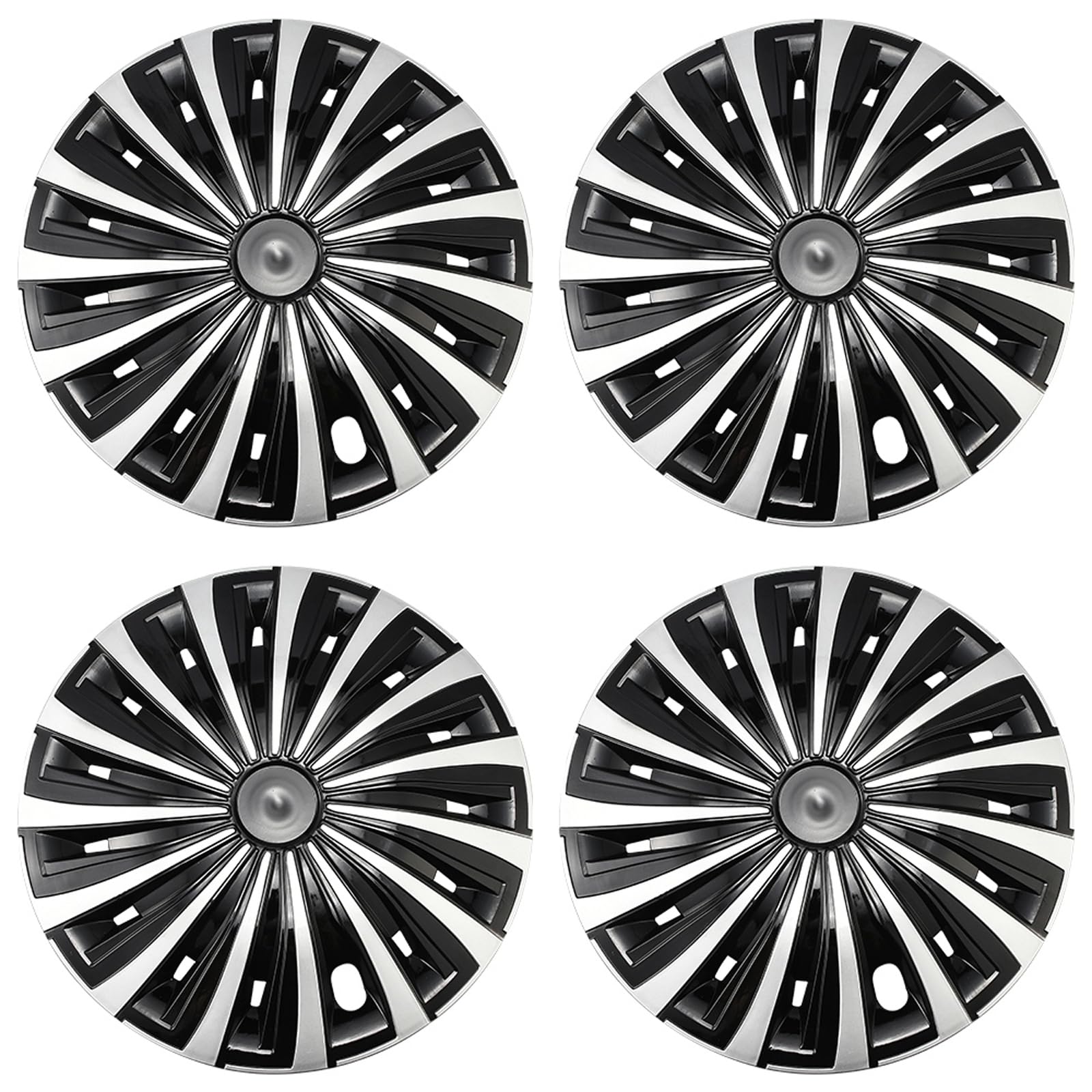 Wind Black with Silver Hubcap Wheel Cover Replacement Kit 12" Hub Caps Wheel Rim Cover Car Exterior Accessories Pack of 4, 12 inches