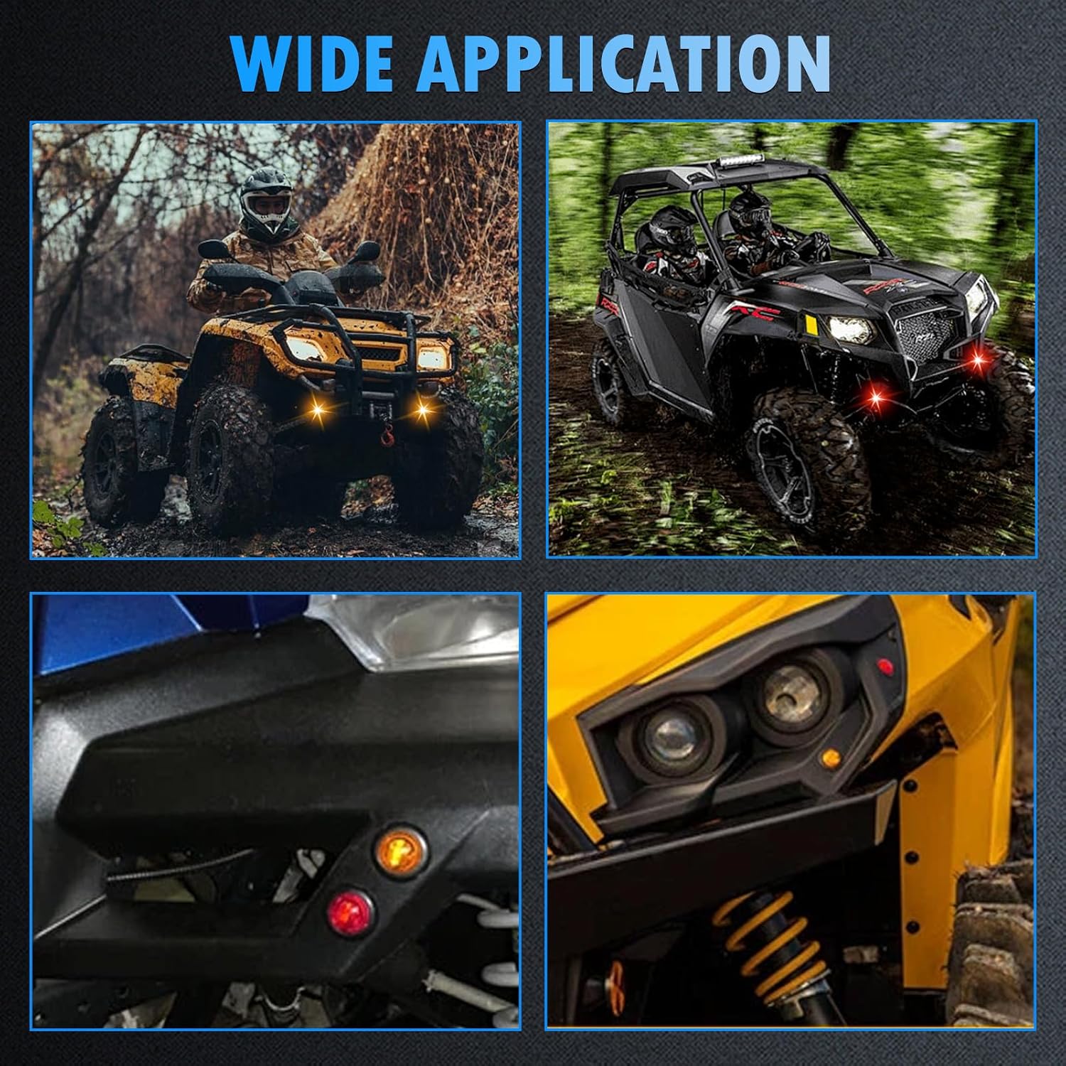 UTV Turn Signal Kit with Horn, Pre-Wired, Plug & Play ATV Turn Signal Street Legal Blinker Kit with Rocker Switch USB Flasher Relay Compatible with Polaris, Can-Am, Kawasaki, CFMOTO (8 Pcs Lights)