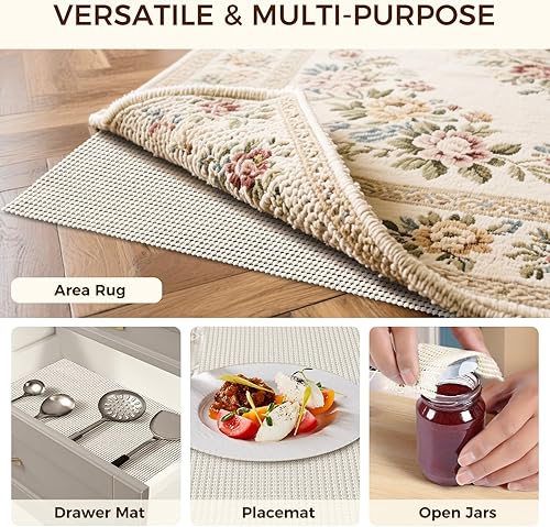 Miniatura 7 de BAGAIL BASICS Almohadilla de agarre de alfombra de 2 x 3 pies para suelos de madera, almohadillas antideslizantes para alfombras de área, acolchado