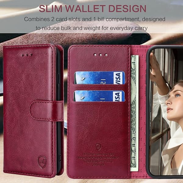 FMPCUON Funda para Samsung Galaxy J5 2016,Funda Libro Galaxy J5 2016 Funda con Tapa,Cuero Carcasa Magnético Funda Cartera Móvil para Samsung Galaxy J5 2016, Rojo - 4