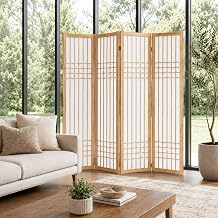 Shoji Room Divider, Lightweight Folding Privacy Screen, Natural